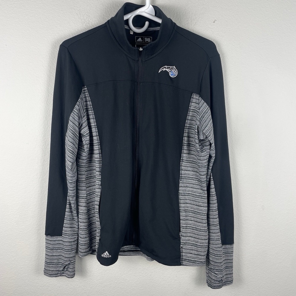 Adidas Jacket Women's Large Orlando Magic‎ Full Zip Black Gray